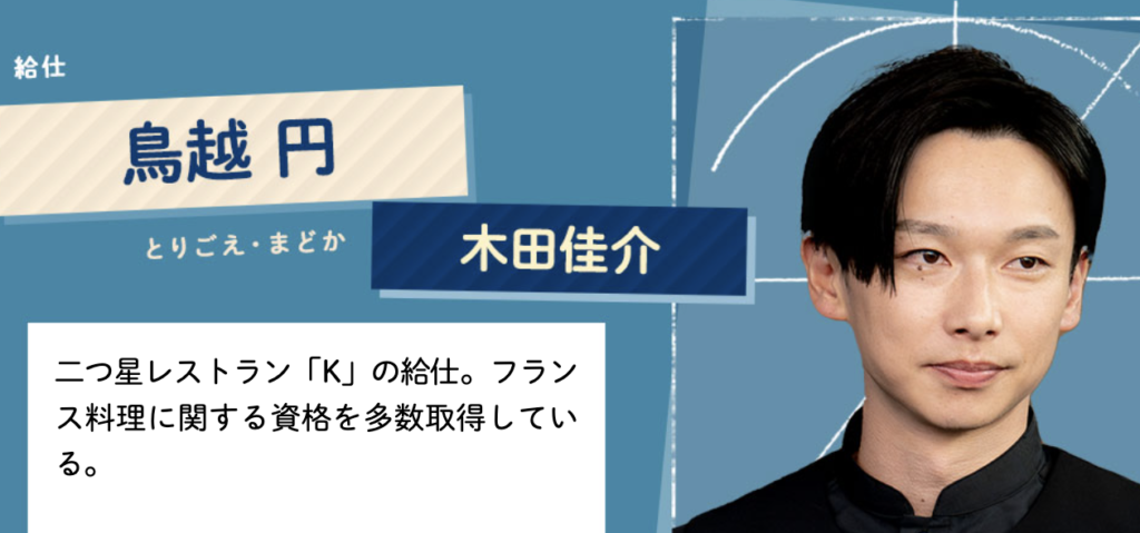 鳥越 円(とりごえ まどか)はレストランKの給仕。